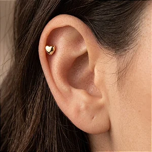 Piercing Coração Abaulado Tarraxa Baby Folheado a ouro 18K