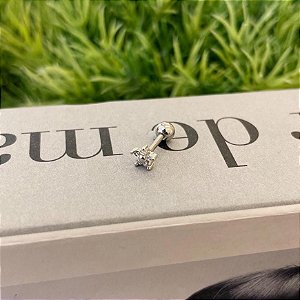 Piercing Flor Zirconias Centro Liso Steel