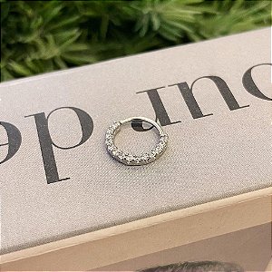 Piercing Argola Torção Cravejado Frontal Steel