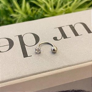 Piercing Ferradura Zircônia e Bolinha Steel