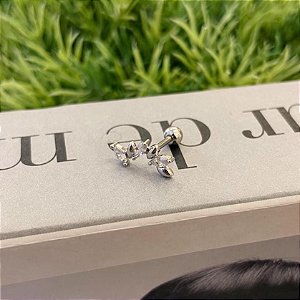 Piercing Cluster 6 Navetes Cristal e Liso Alternados Steel