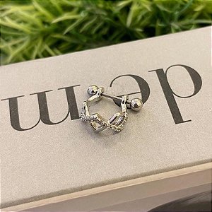 Piercing Meia Argola Helix Fios Trançados Zig Zag Steel