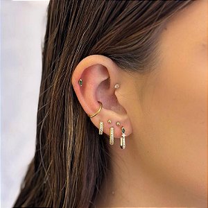 Piercing Navete Verde Folheado a ouro 18K