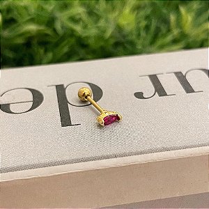 Piercing Navete Rosa Folheado a ouro 18K