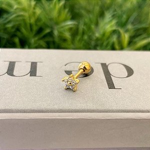 Piercing Florzinha Cravejada 10mm Folheado a ouro 18K