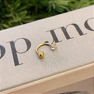 Piercing Ferradura Zircônia e Bolinha Folheado a ouro 18K