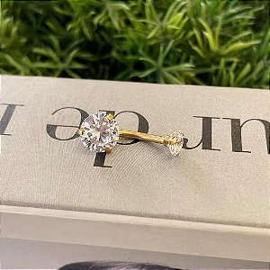 Piercing Umbigo Zircônias Redondas Folheado a ouro 18K