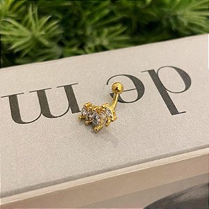 Piercing Bananinha Leque Folheado a ouro 18K