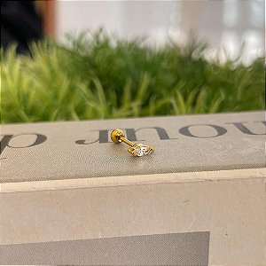 Piercing Navete Cristal Folheado a ouro 18K