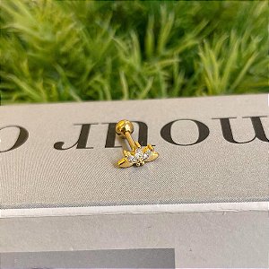 Piercing Cluster Navetes Lisos e Cristal Folheado a ouro 18K