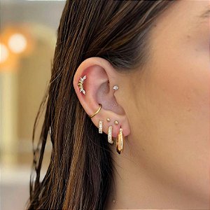 Piercing Cluster 7 Navetes Cristal e Liso Folheado a ouro 18K