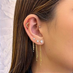 Piercing Navetes Circunflexo Zircônias Cristal Folheado a ouro 18K