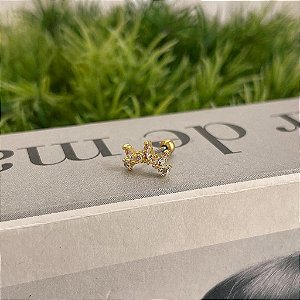 Piercing Arco Zircônias Redondas e Navetes Alternados Folheado a ouro 18K