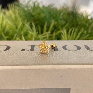 Piercing Flor Pétalas Zircônias Redondas Folheado a ouro 18K