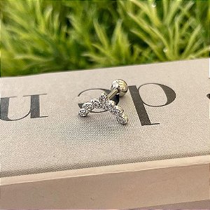 Piercing Navetes Circunflexo Zircônias Cristal Steel