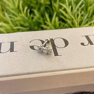Piercing Duas Florzinhas Zircônias Steel