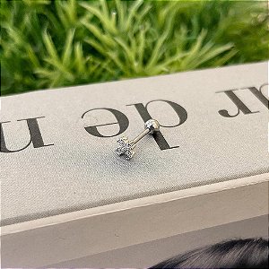 Piercing Flor Mini 4 Zircônias Steel