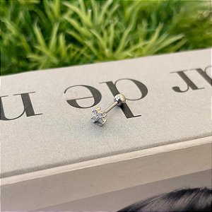 Piercing Flor Mini 4 Zircônias Steel