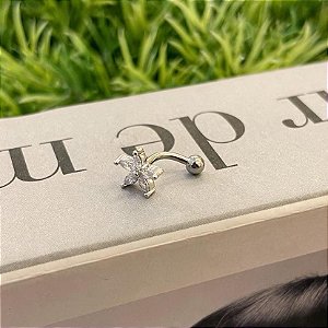 Piercing Bananinha Flor Navetes e Centro Liso Steel
