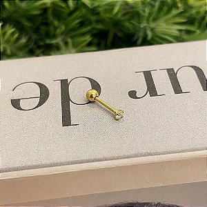 Piercing Ponto de Luz Zircônia 2mm Folheado a ouro 18K