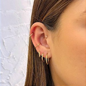 Piercing Argola Segmentada Torcida 12mm Folheado a ouro 18K