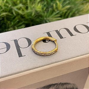 Piercing de Argola 12mm Click Cravejado Folheado a ouro 18K