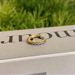 Piercing de Argola 8mm Click Cravejado Folheado a ouro 18K