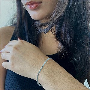 Pulseira Fita Heringbone 0,4mm 19cm Folheado a prata 925