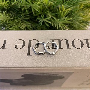 Brinco de Argola Hexagonal Lisa G Steel