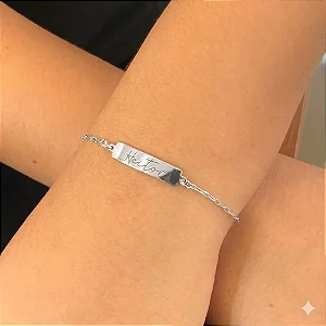 Pulseira Infantil Placa Nome Steel