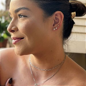 Trio de Ponto de Luz Coração Cristal Steel