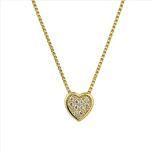 Colar de Coraçao Pave Pequeno Folheado a ouro 18K