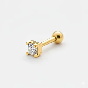 Piercing Ponto de Luz 4 garras G Folheado a Ouro18k