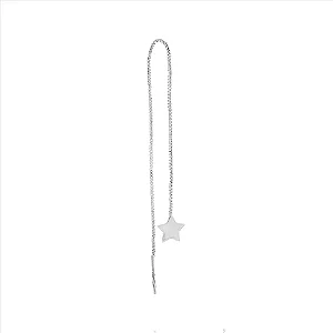 Piercing Earline Fio Venezino Estrela Lisa Folheado a Prata 925
