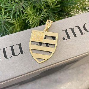 Pingente Escudo Flamengo Folheado a Ouro 18k