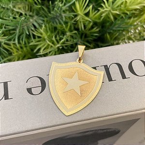 Pingente Escudo Botafogo Folheado a Ouro 18k
