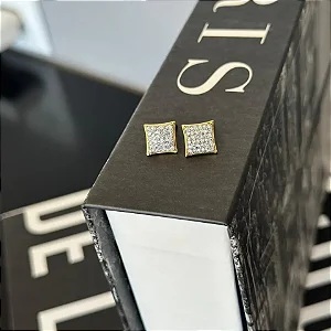 Brinco quadrado pave Folheado a ouro 18K