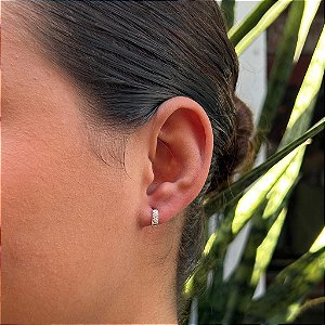 Brinco de Argola Cravejada 3 Fios P Folheado a prata 925