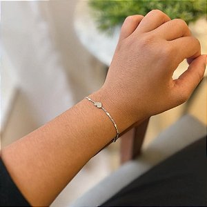 Pulseira Corrente Coração e Coração Liso Steel