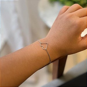 Pulseira Veneziano Coração Vazado Steel