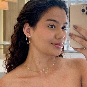 Chocker Veneziano Coração Vazado Folheado a ouro 18K