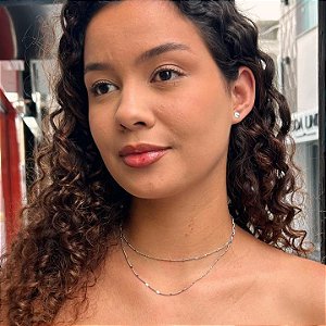 Colar Duplo Coração Chapinhas Marcadas Steel