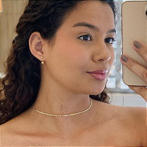 Choker bolinhas Achatadas Folheado a ouro 18K