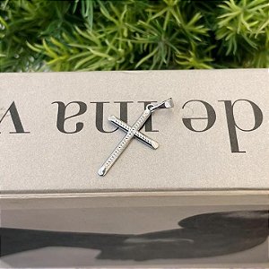 Pingente Cruz Granitada Ponta Achatada Steel