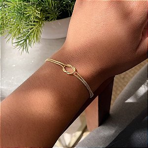 Pulseira Rabo de Rato Duplo Amarração Folheado a ouro 18K