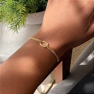 Pulseira Rabo de Rato Duplo Amarração Folheado a ouro 18K