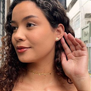 Brinco Redondo Trabalhado Folheado a ouro 18K