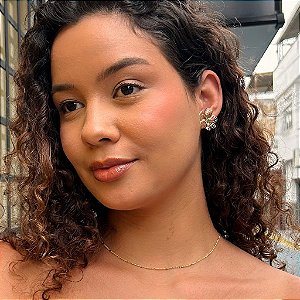 Brinco Flor Orgânica Recortes Folheado a ouro 18K