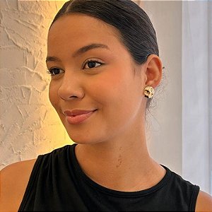 Brinco Botão Orgânico Folheado a ouro 18K