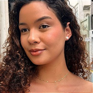 Brinco Trevo Pérola Folheado a ouro 18K